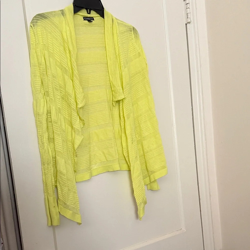Express Neon Yellow Sheer Cardigan size S